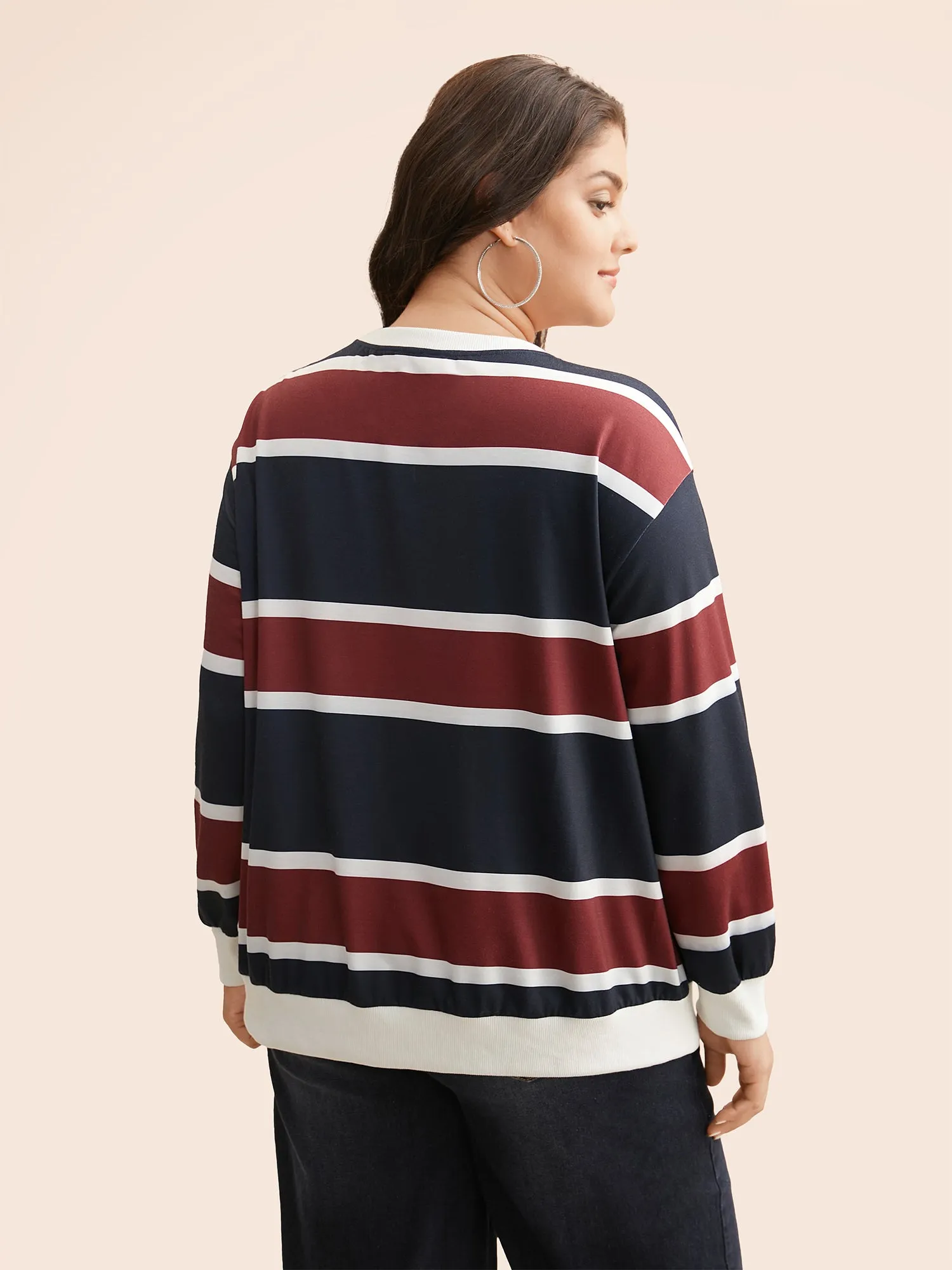 Contrast Striped Drop Shoulder Sweatshirt sold by Bloomchic product image thumbnail 4