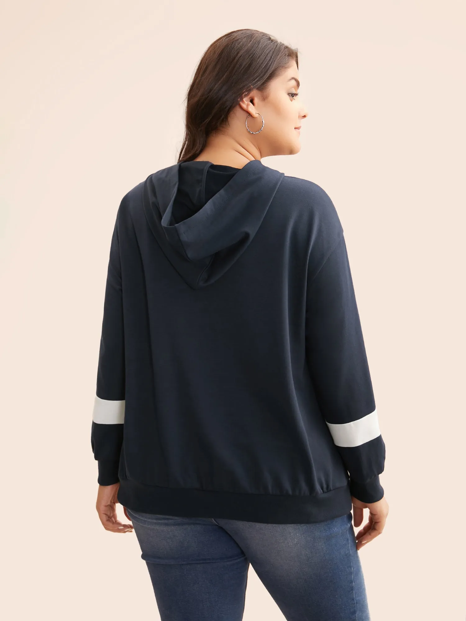 Contrast Patchwork Hooded Sweatshirt sold by Bloomchic product image thumbnail 5