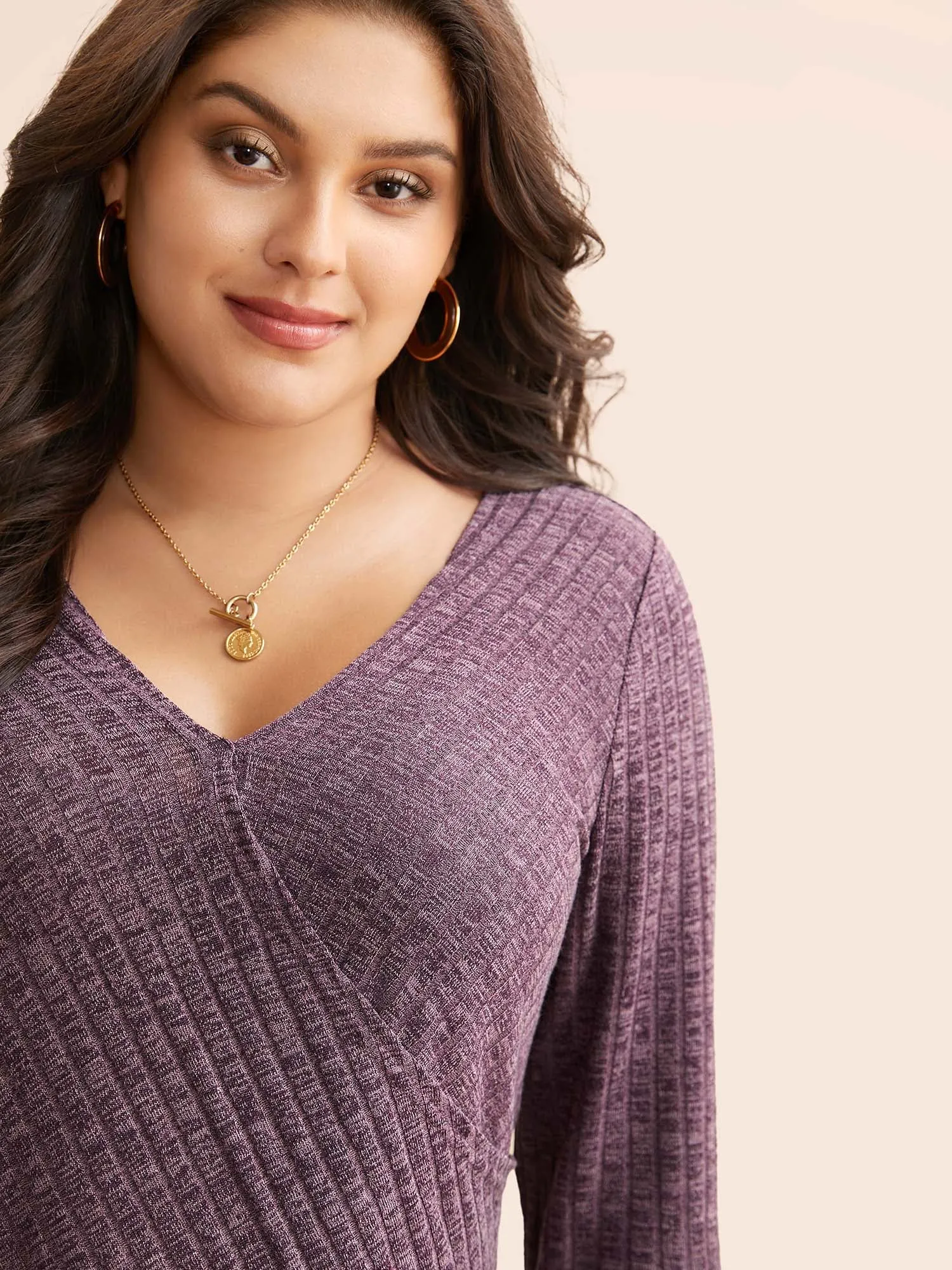 Solid Rib Knit Wrap Jersey Top sold by Bloomchic product image thumbnail 4