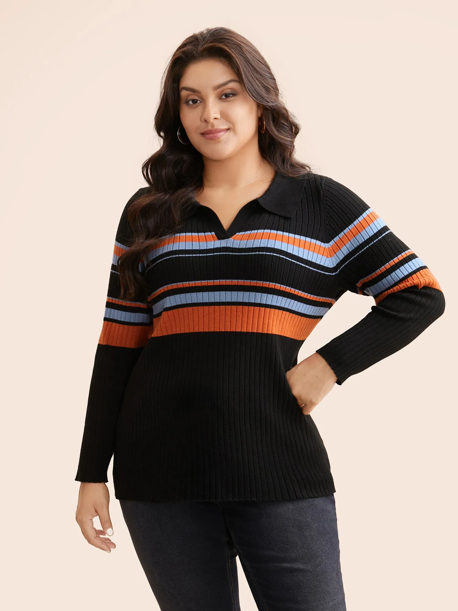 Supersoft Essentials Colored Striped Polo Neck Pullover sold by Bloomchic product image thumbnail 2