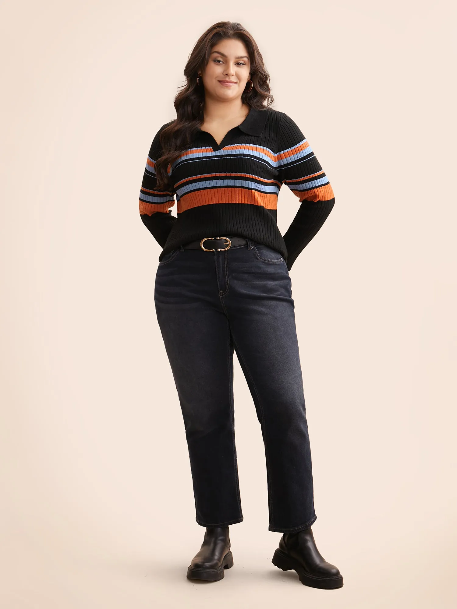 Supersoft Essentials Colored Striped Polo Neck Pullover sold by Bloomchic product image thumbnail 3