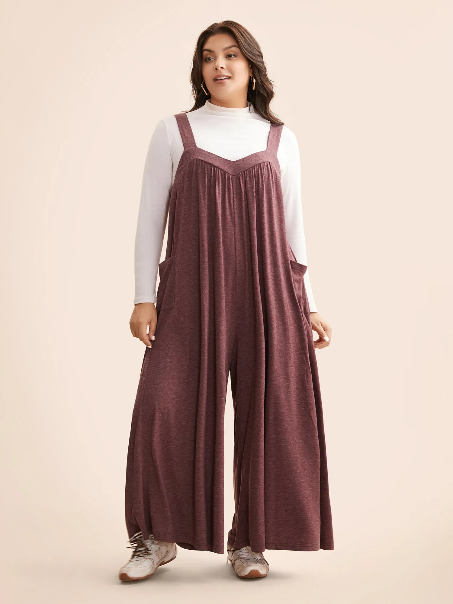 Heather Gathered Loose-Fit Jumpsuit sold by Bloomchic product image thumbnail 3