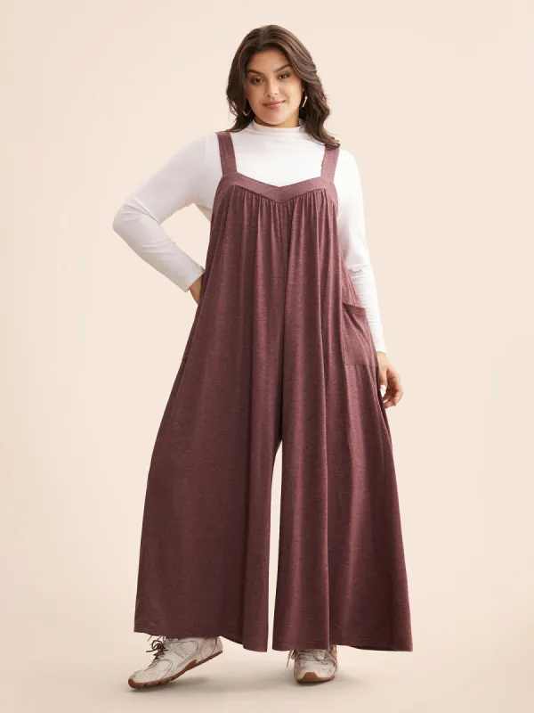 Heather Gathered Loose-Fit Jumpsuit sold by Bloomchic