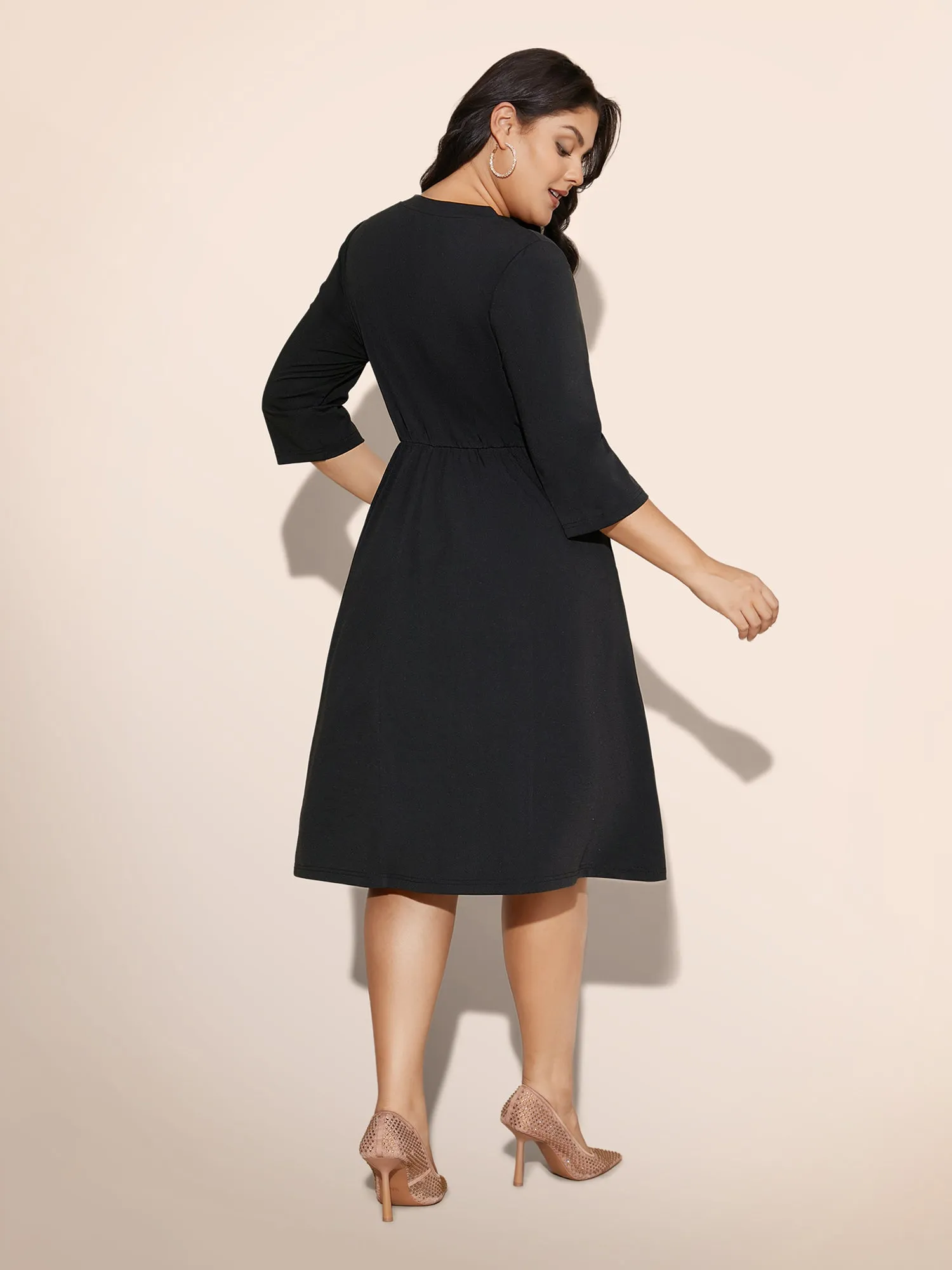 Heart Neckline Patchwork Sequin Button Detail Dress sold by Bloomchic product image thumbnail 5