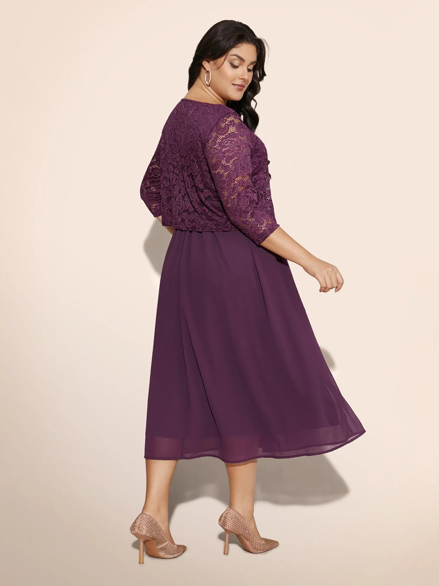 Round Neck Crochet Lace Mesh Dress sold by Bloomchic product image thumbnail 5