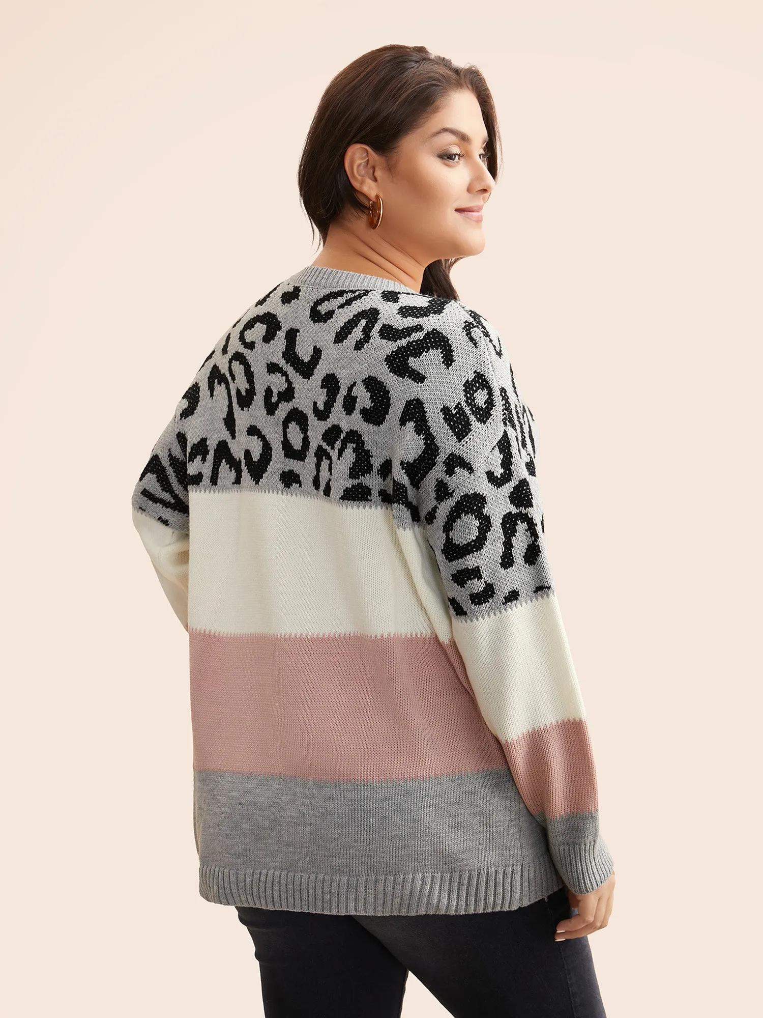 Leopard Print Contrast Patchwork Pullover sold by Bloomchic product image thumbnail 2