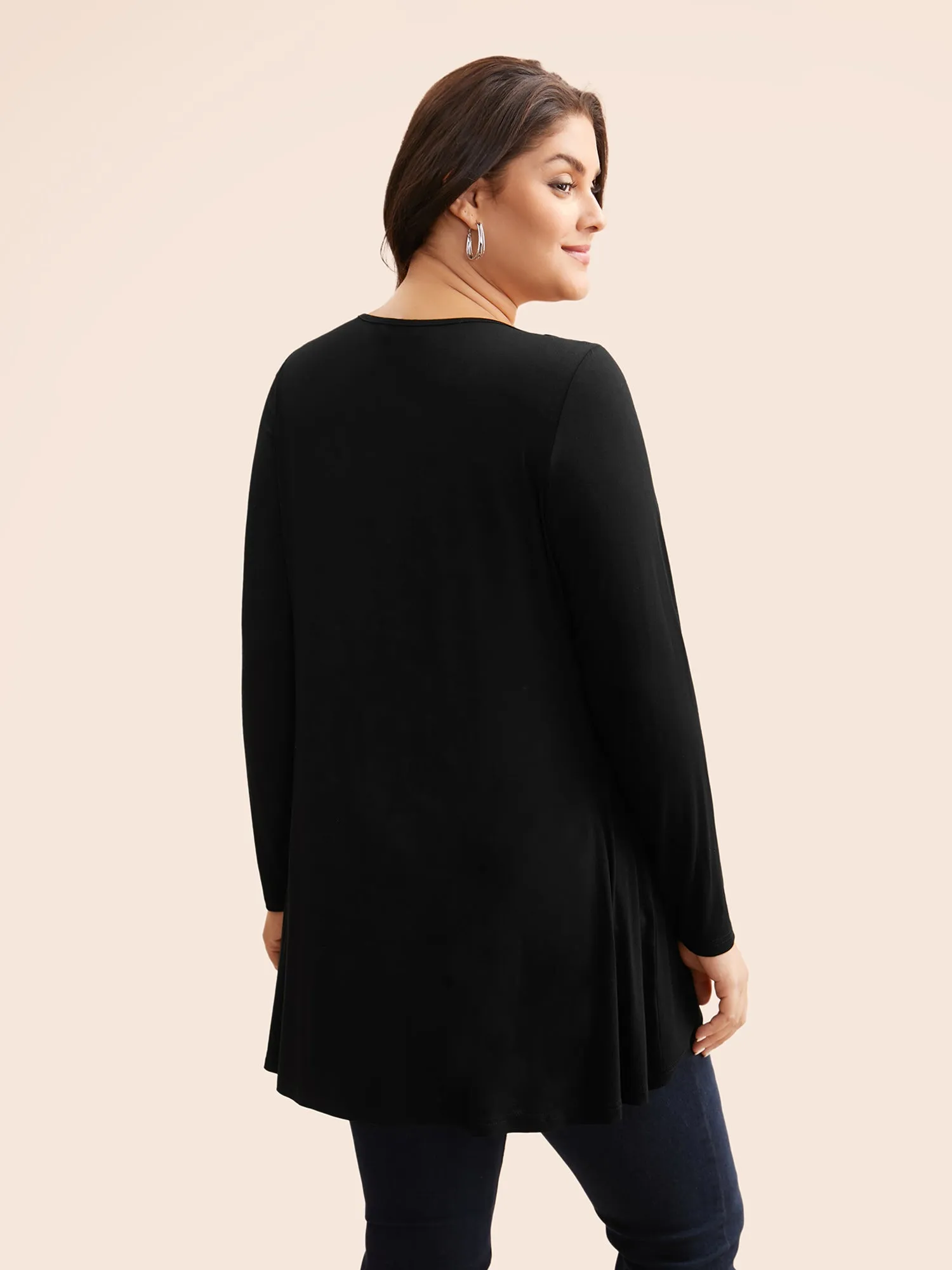 Solid Asymmetric Hem Jersey Top sold by Bloomchic product image thumbnail 3