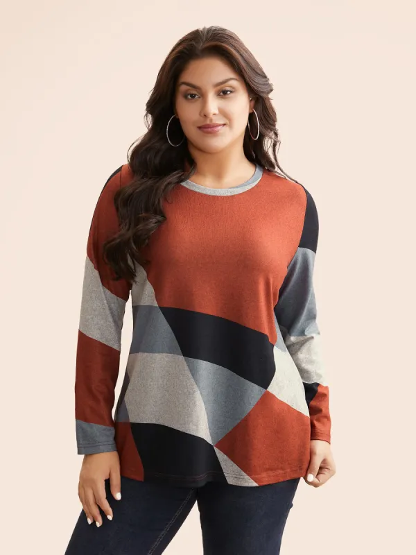 Round Neck Colorblock Contrast T-shirt sold by Bloomchic