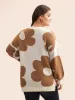 Floral Jacquard Drop Shoulder Sleeve Pullover sold by Bloomchic