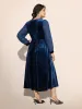 Velvet Patchwork Chiffon Keyhole Midi Dress sold by Bloomchic