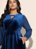 Velvet Patchwork Chiffon Keyhole Midi Dress sold by Bloomchic