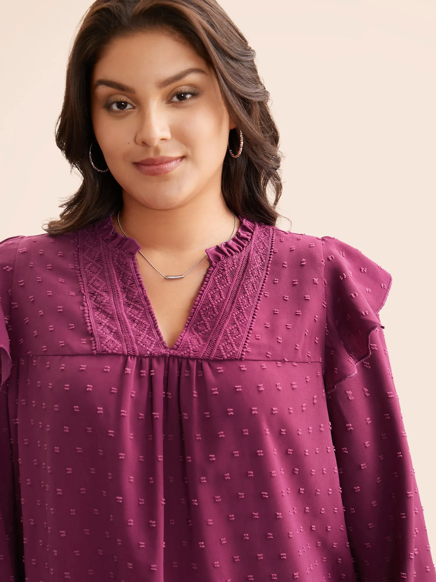 Texture Woven Ribbon Patchwork Ruffles Blouse sold by Bloomchic product image thumbnail 3