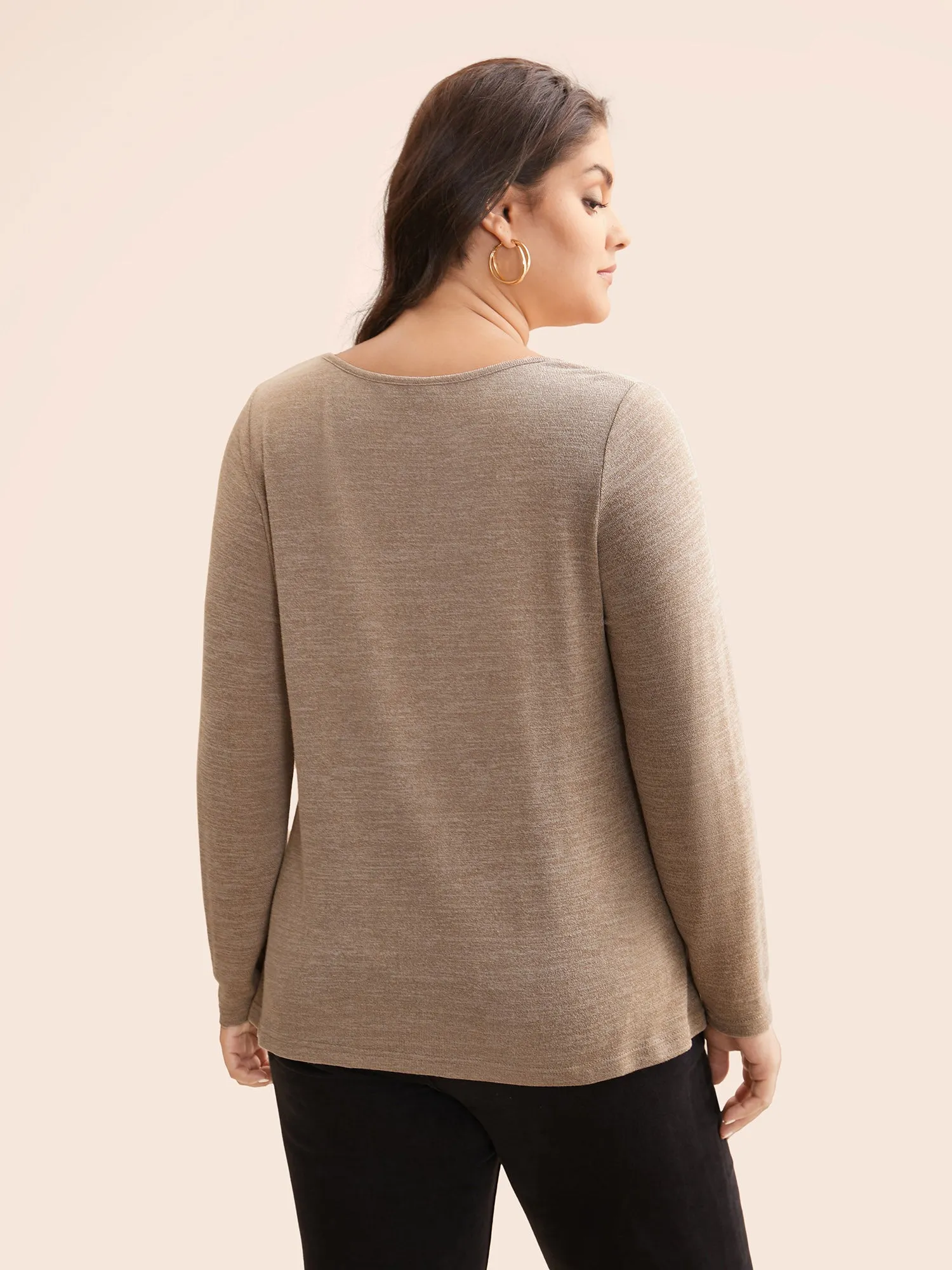 Heather Square Neck Button Detail T-shirt sold by Bloomchic product image thumbnail 2