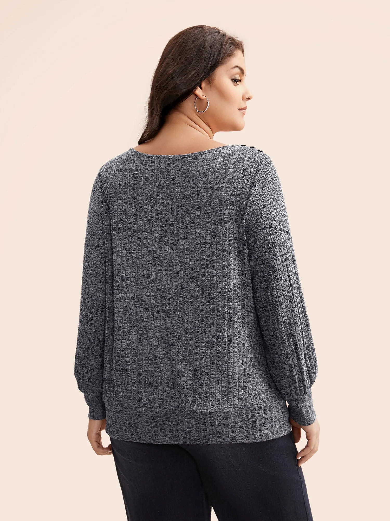 Textured Heather Button Detail Top sold by Bloomchic product image thumbnail 5