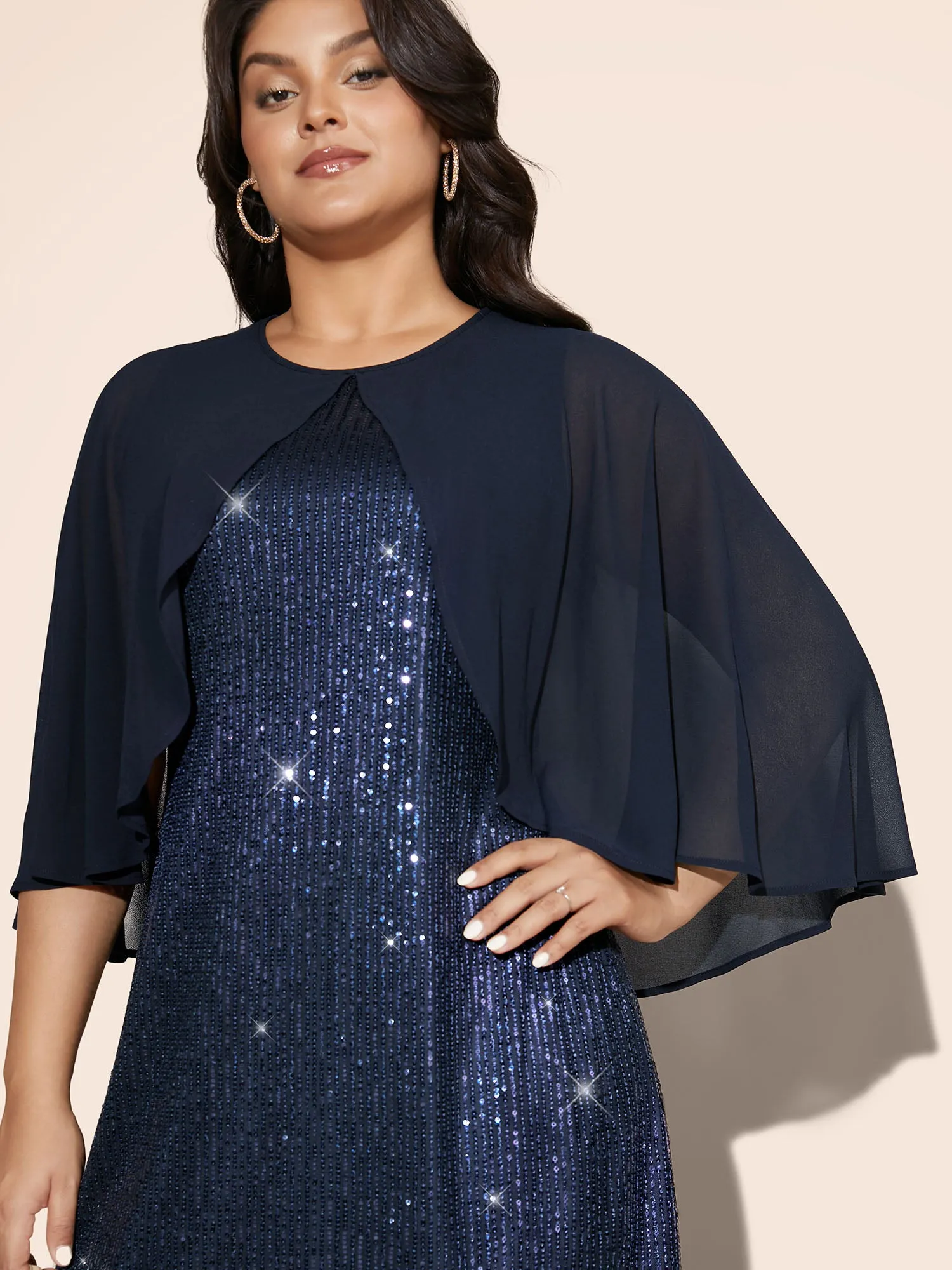 Sequin With Mesh Cape Dress sold by Bloomchic product image thumbnail 2