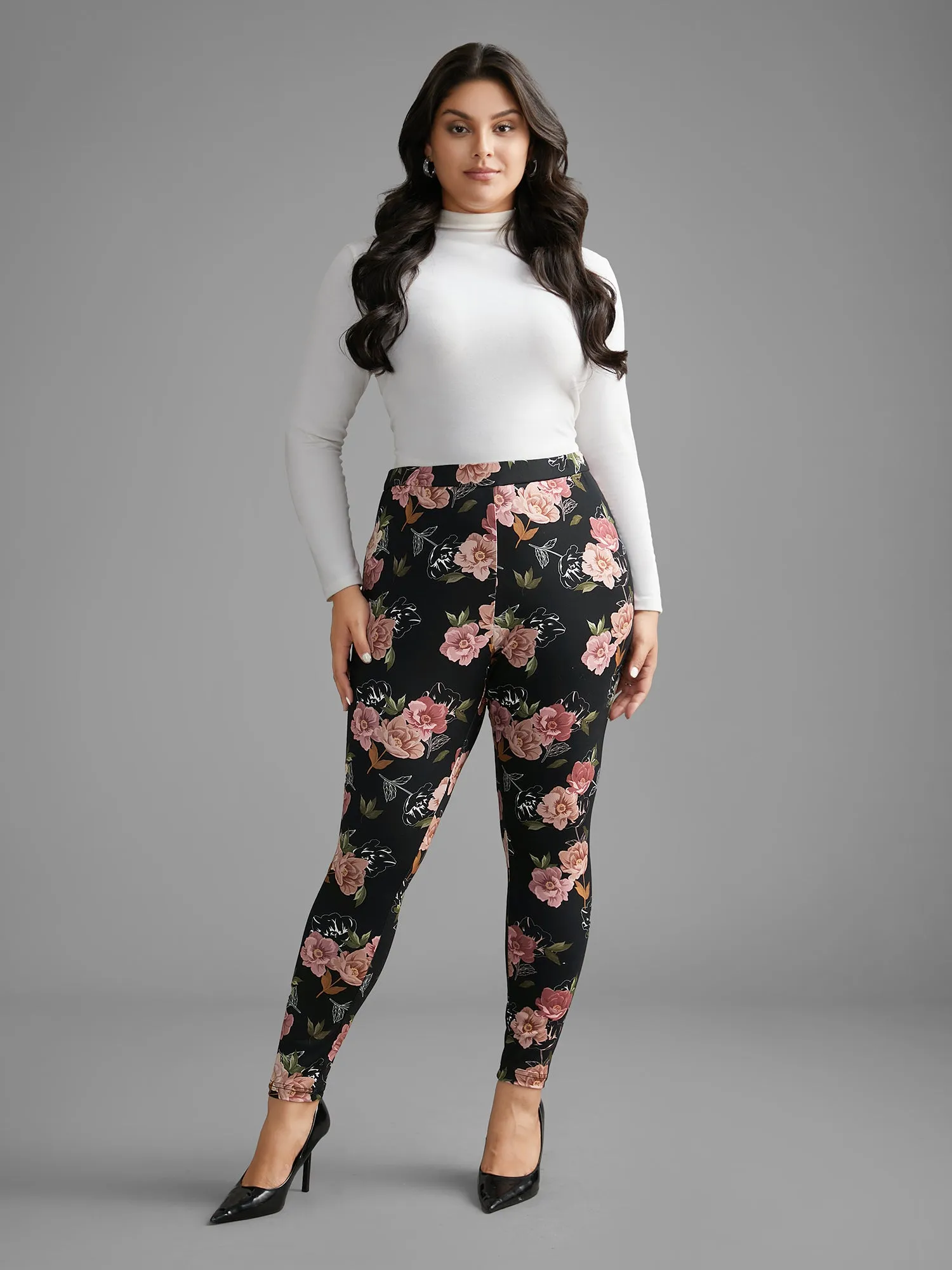 Floral Mid Rise Skinny Leggings sold by Bloomchic product image thumbnail 2