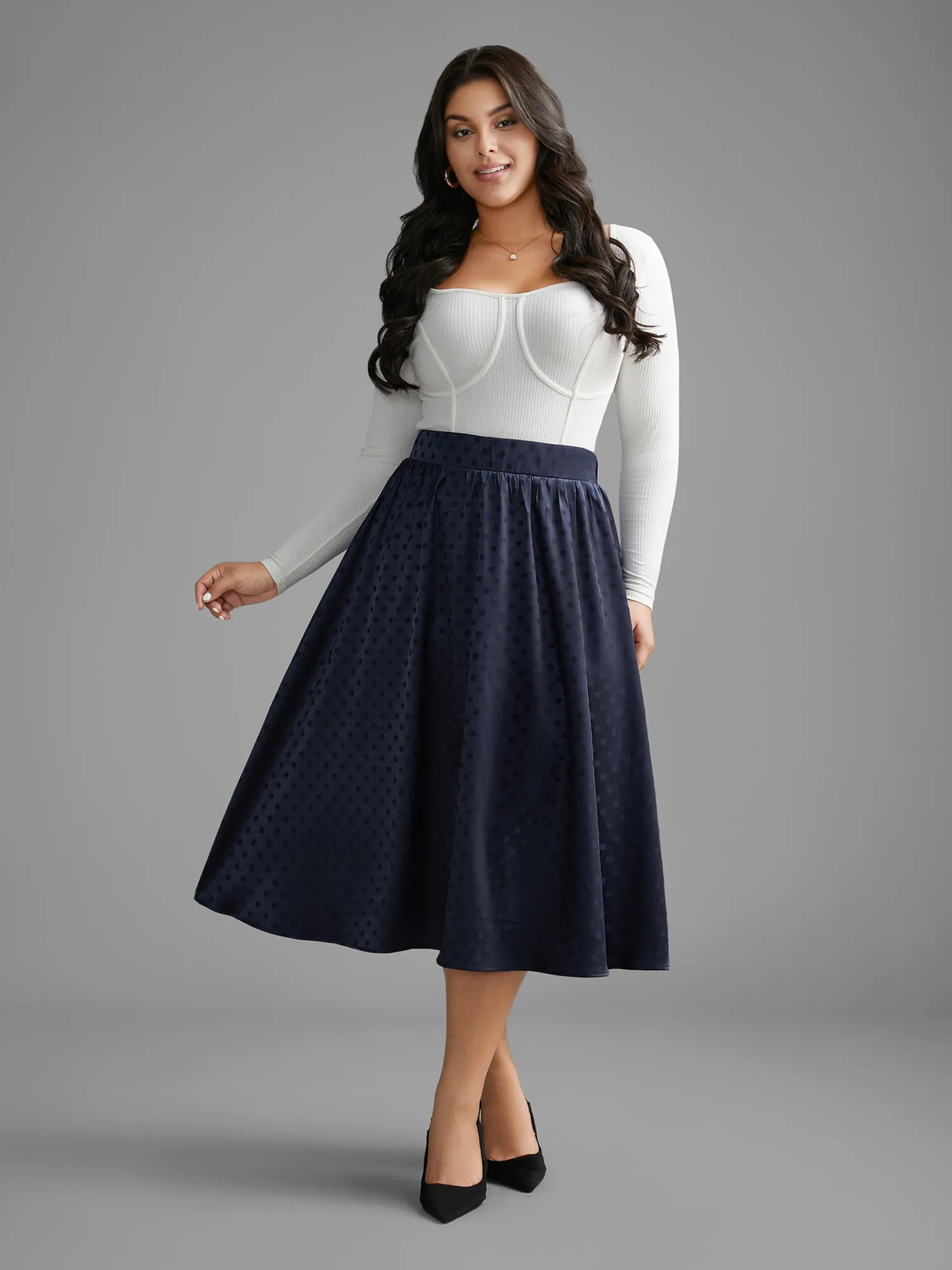 Polka Dot Elastic Waist Pocket Skirt sold by Bloomchic product image thumbnail 2