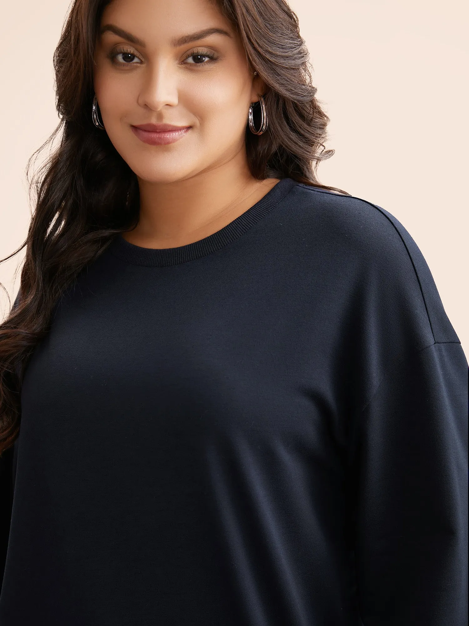 Slightly Stretchy Drop Shoulder Sleeve Sweatshirt sold by Bloomchic product image thumbnail 2