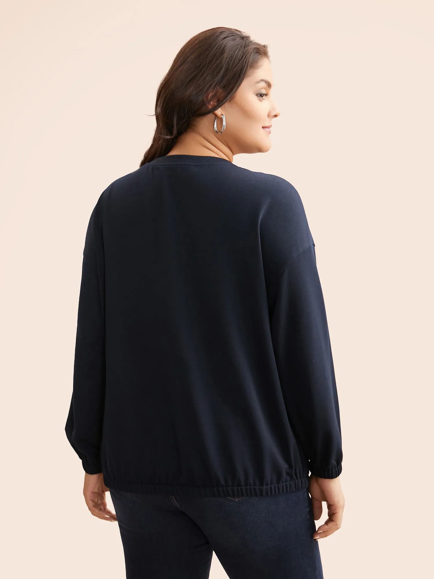 Slightly Stretchy Drop Shoulder Sleeve Sweatshirt sold by Bloomchic product image thumbnail 5