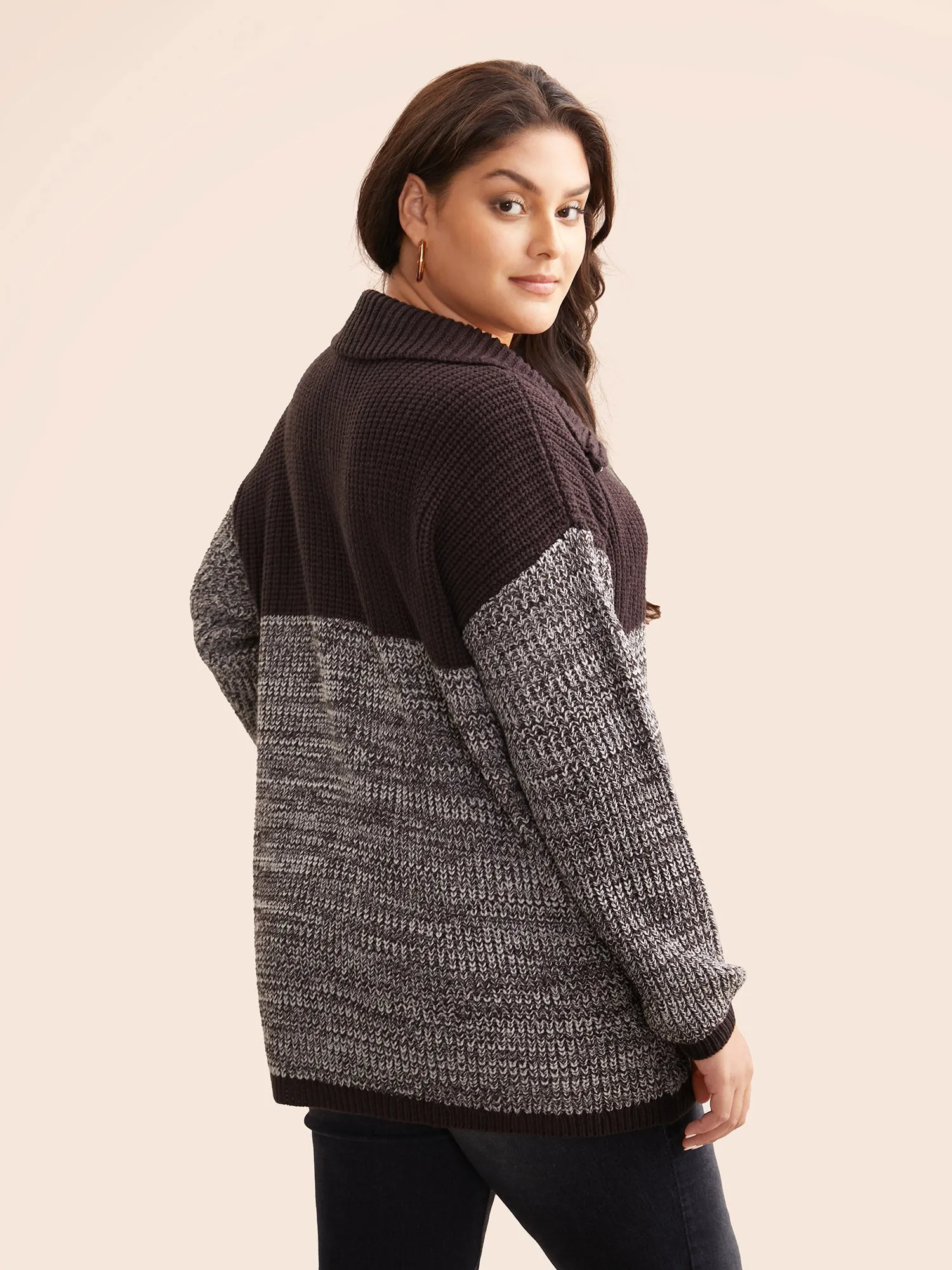 Contrast Textured Half Zip Pullover sold by Bloomchic product image thumbnail 2