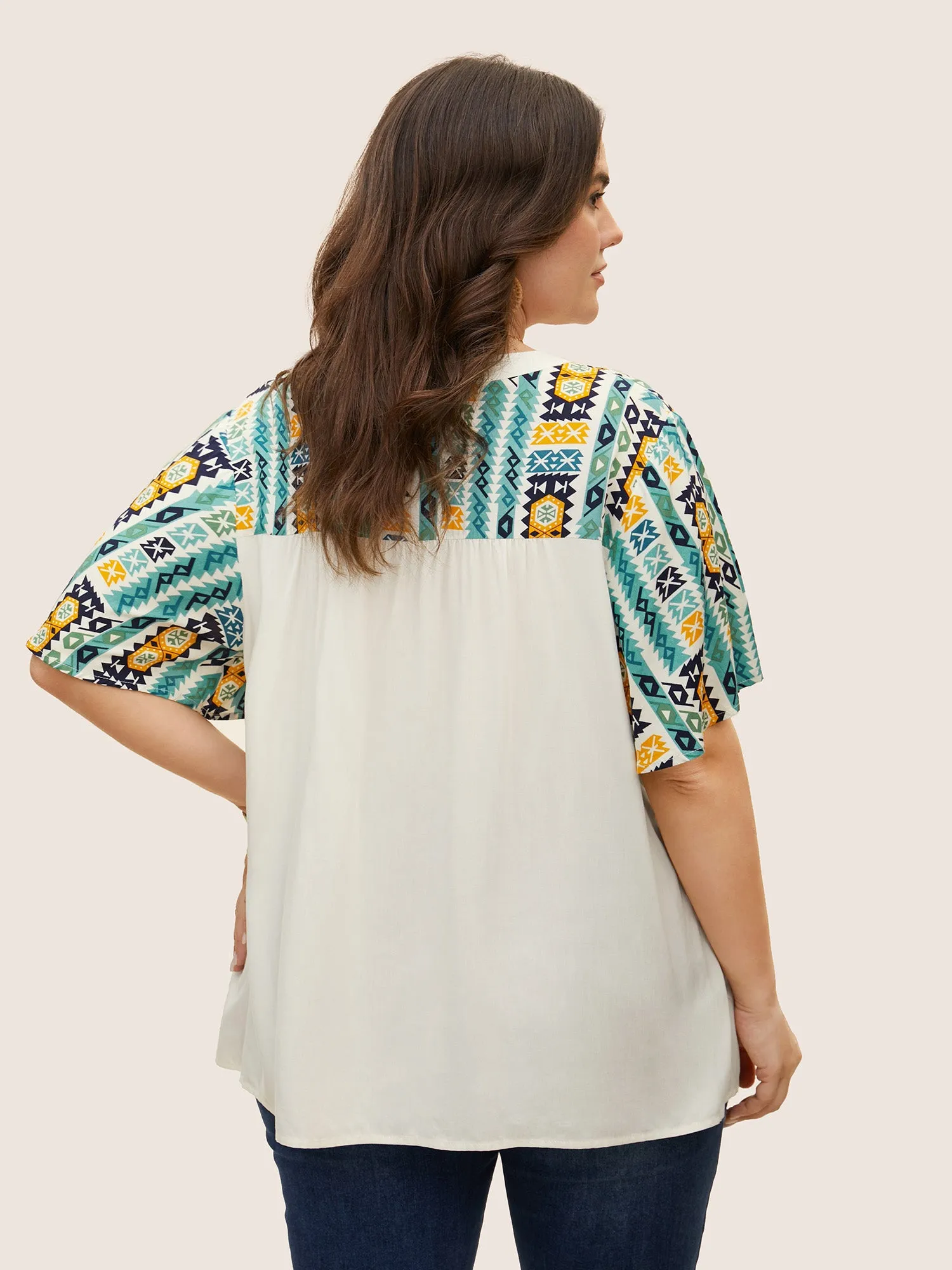 Bandana Print Tassel Trim Gathered Blouse sold by Bloomchic product image thumbnail 4