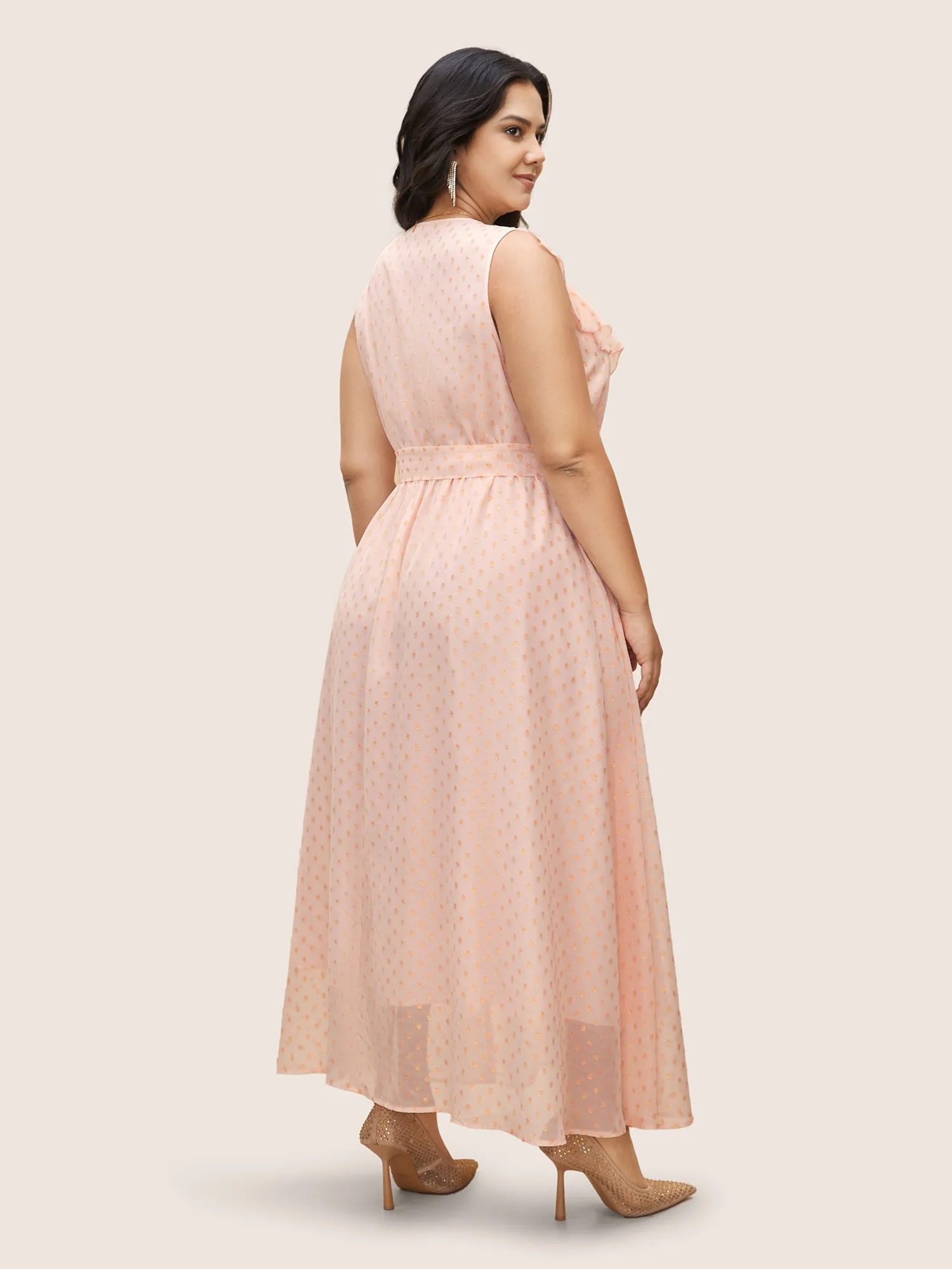 Polka Dot Ruffles Belted Sleeveless Dress sold by Bloomchic product image thumbnail 3