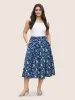 Ditsy Floral Print Elastic Waist Pocket Midi Skirt sold by Bloomchic