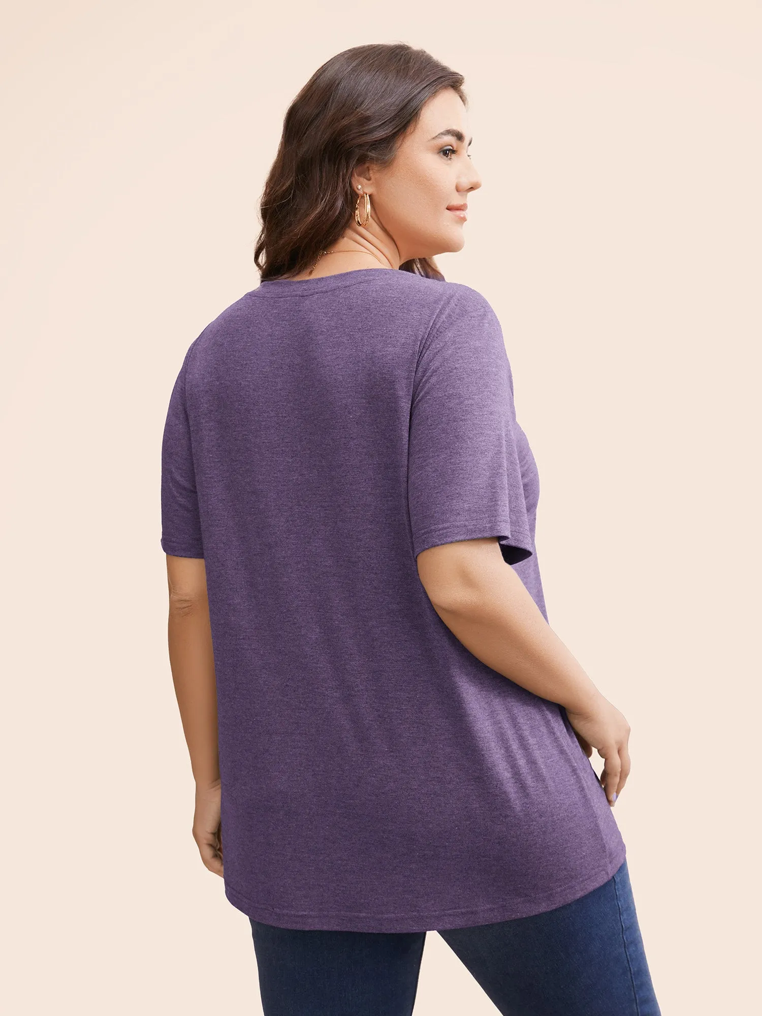 Letter Print V Neck T-shirt sold by Bloomchic product image thumbnail 4