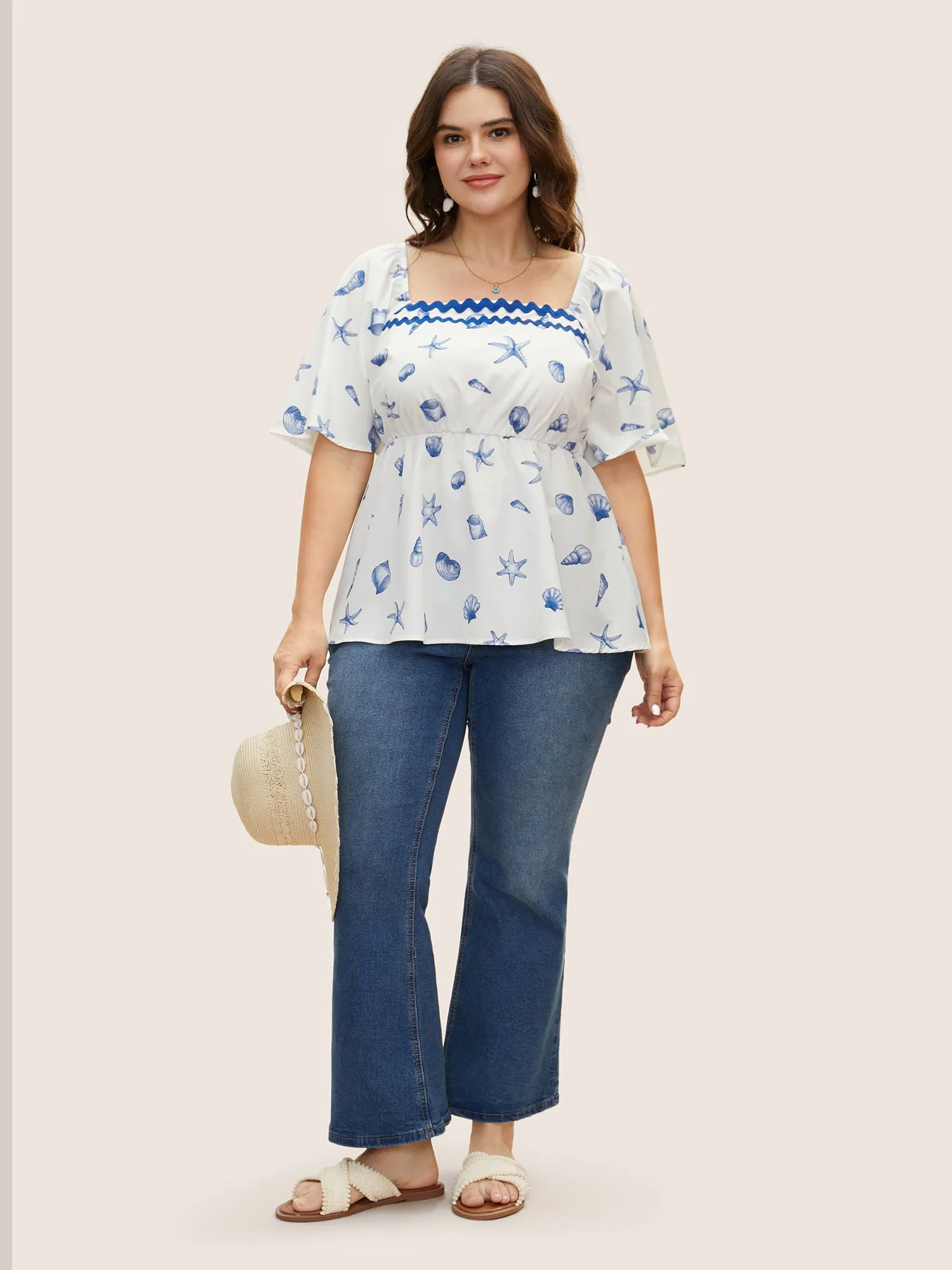 Square Neck Marine Elements Contrast Webbing Blouse sold by Bloomchic product image thumbnail 3