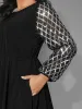 Texture Sequin Mesh Patchwork Belted Dress sold by Bloomchic