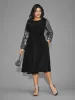 Texture Sequin Mesh Patchwork Belted Dress sold by Bloomchic