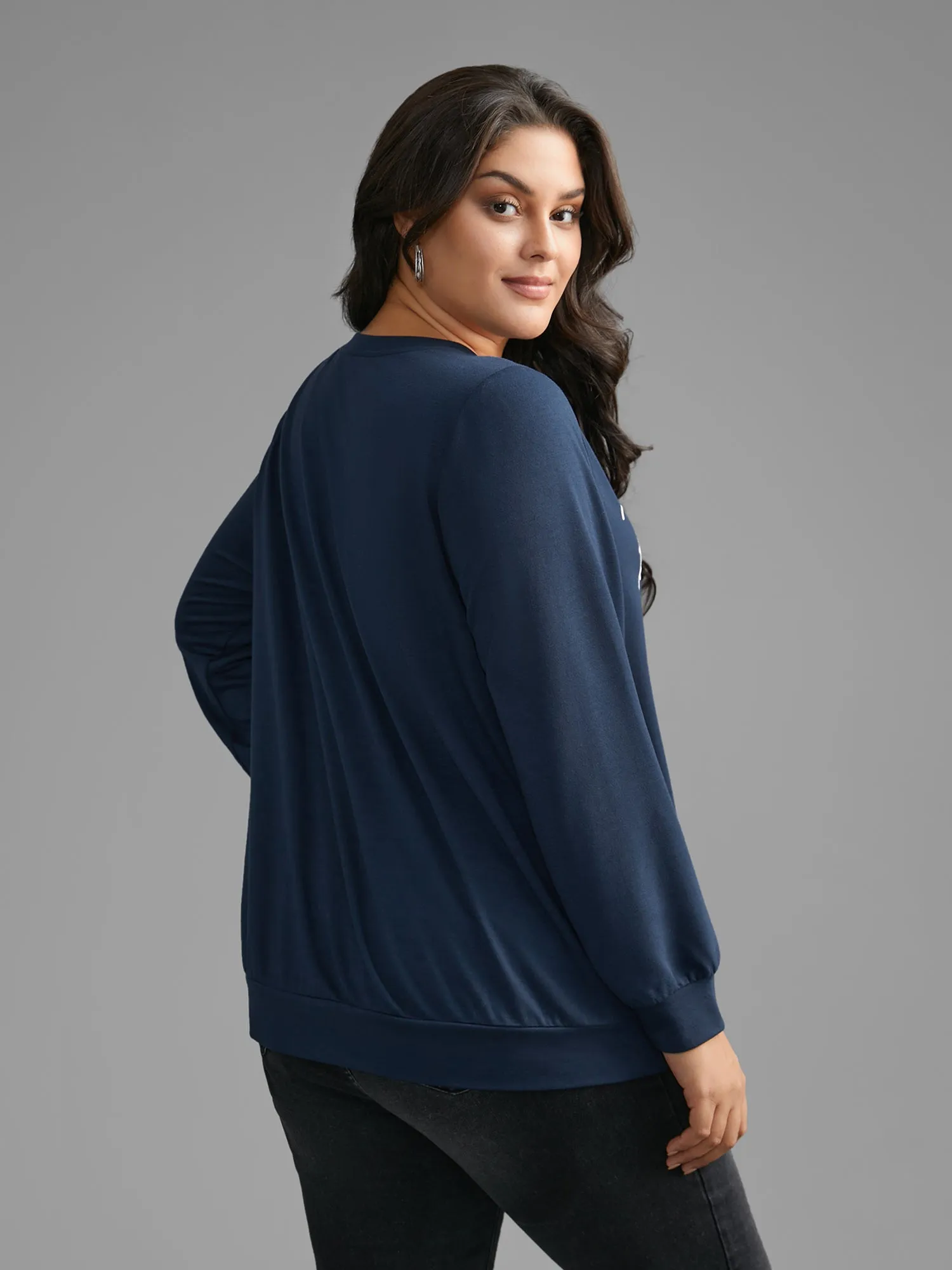 Letter Print Crew Neck Sweatshirt sold by Bloomchic product image thumbnail 2