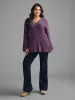 Round Neck Heather Bell Sleeve Pullover sold by Bloomchic