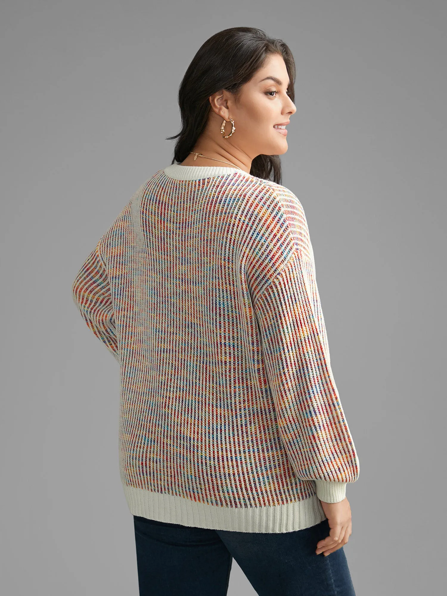 Round Neck Texture Contrast Heather Pullover sold by Bloomchic product image thumbnail 2