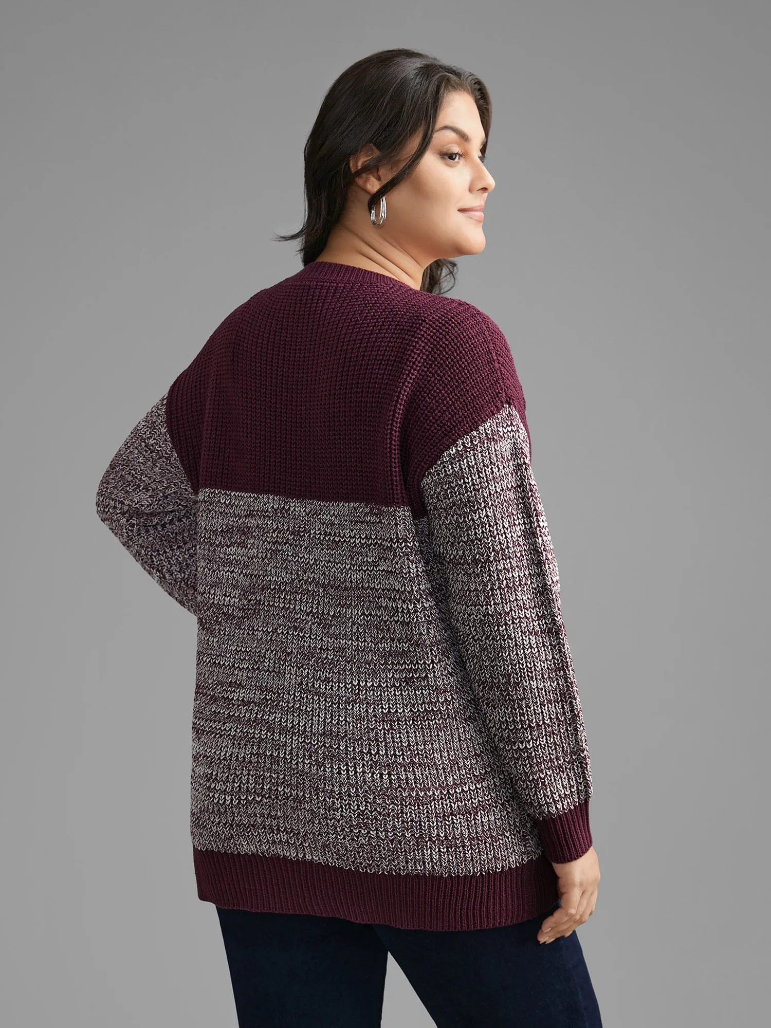 Round Neck Heather Patchwork Pullover sold by Bloomchic product image thumbnail 2