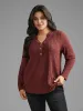 Texture Notched Collar Button Up T-shirt sold by Bloomchic