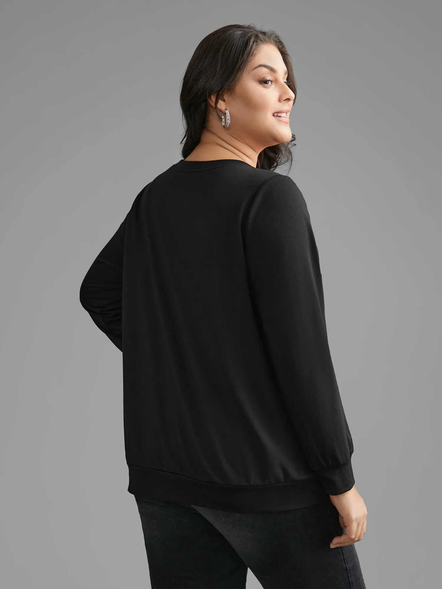 Crew Neck Heart Print Sweatshirt sold by Bloomchic product image thumbnail 5