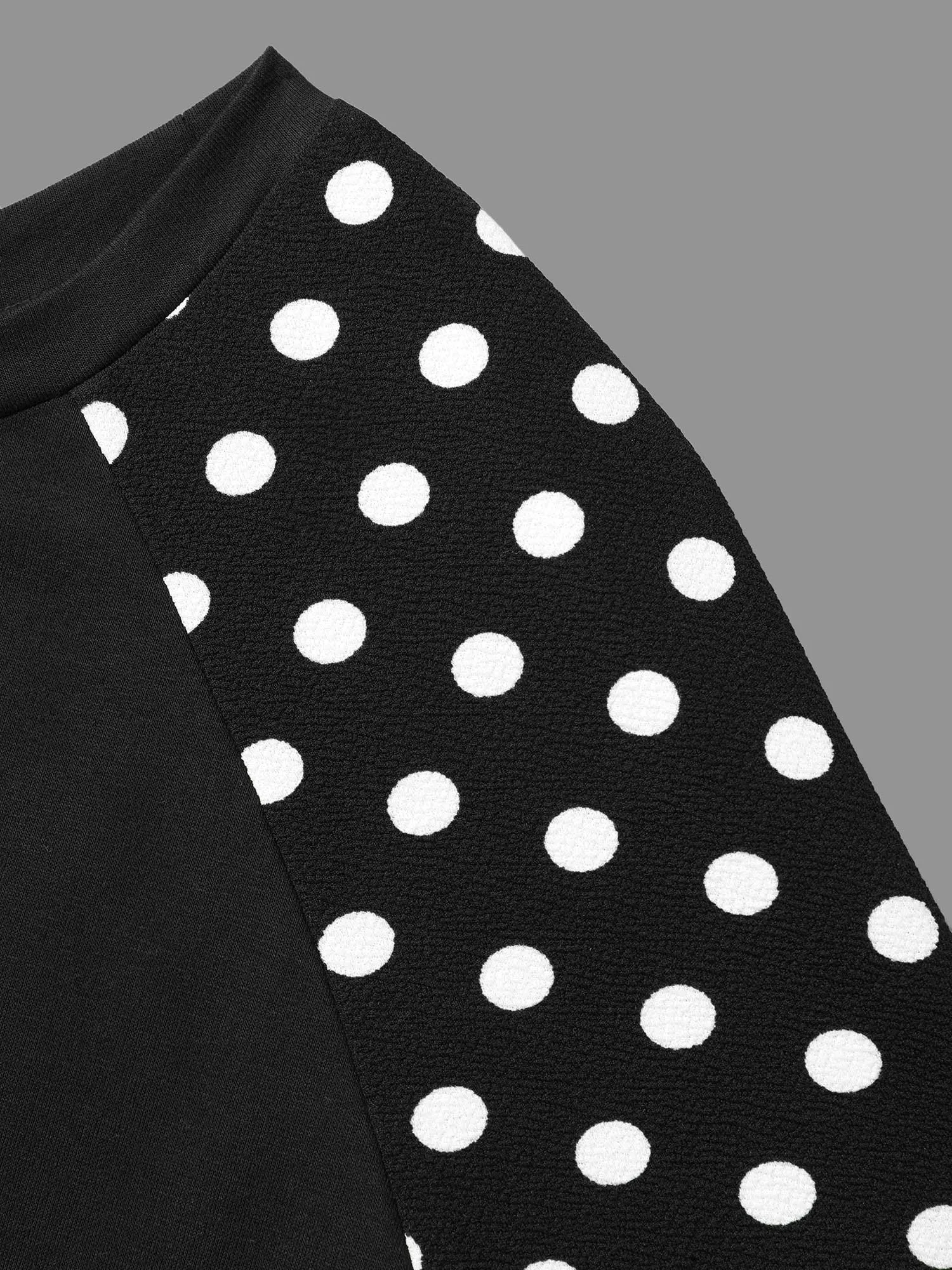 Polka Dot Patchwork Raglan Sleeve Sweatshirt sold by Bloomchic product image thumbnail 5