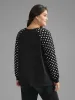 Polka Dot Patchwork Raglan Sleeve Sweatshirt sold by Bloomchic