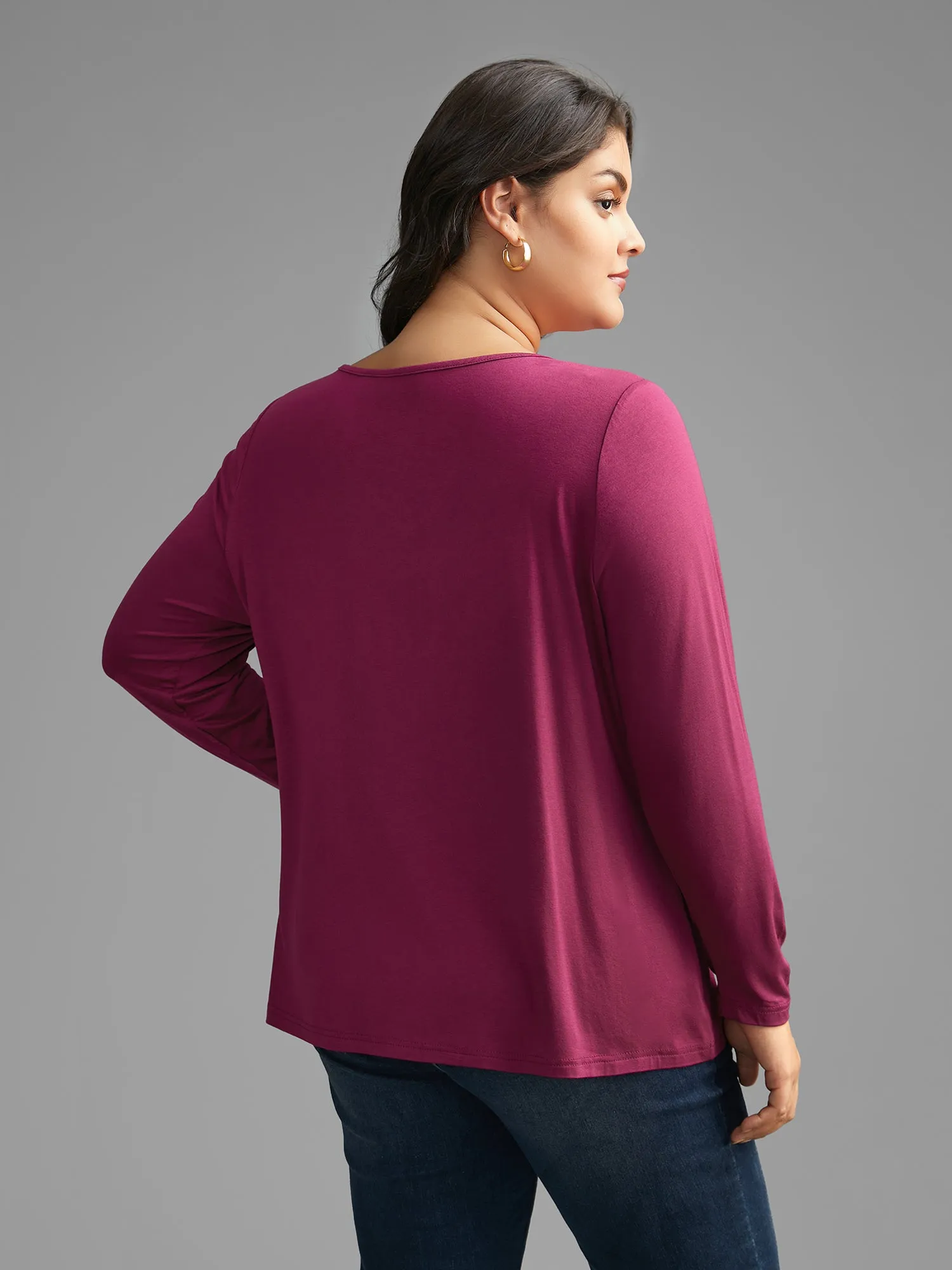 Solid V Neck Lace Patchwork T-shirt sold by Bloomchic product image thumbnail 5