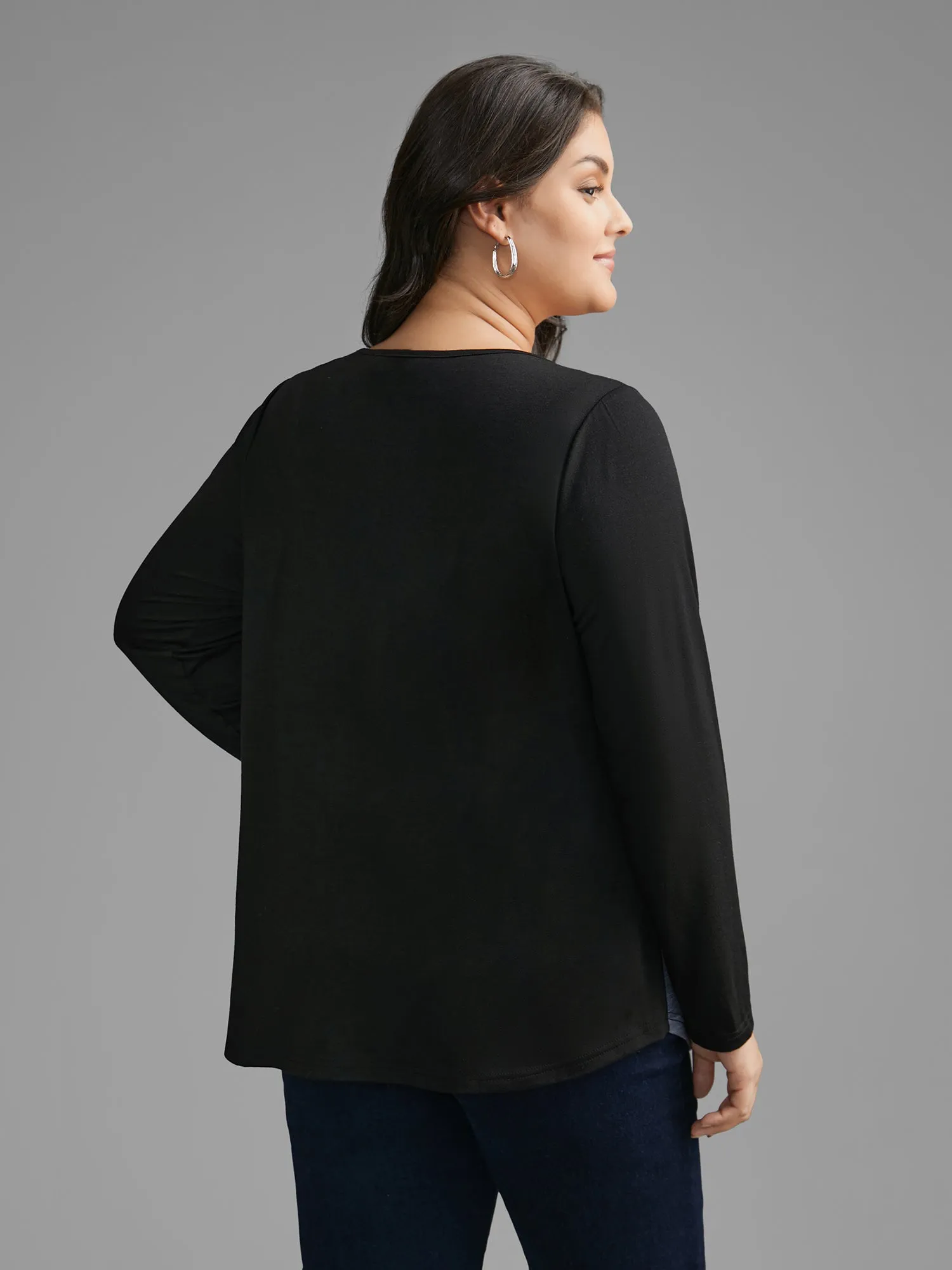 V Neck Colorblock Contrast Button Up T-shirt sold by Bloomchic product image thumbnail 4