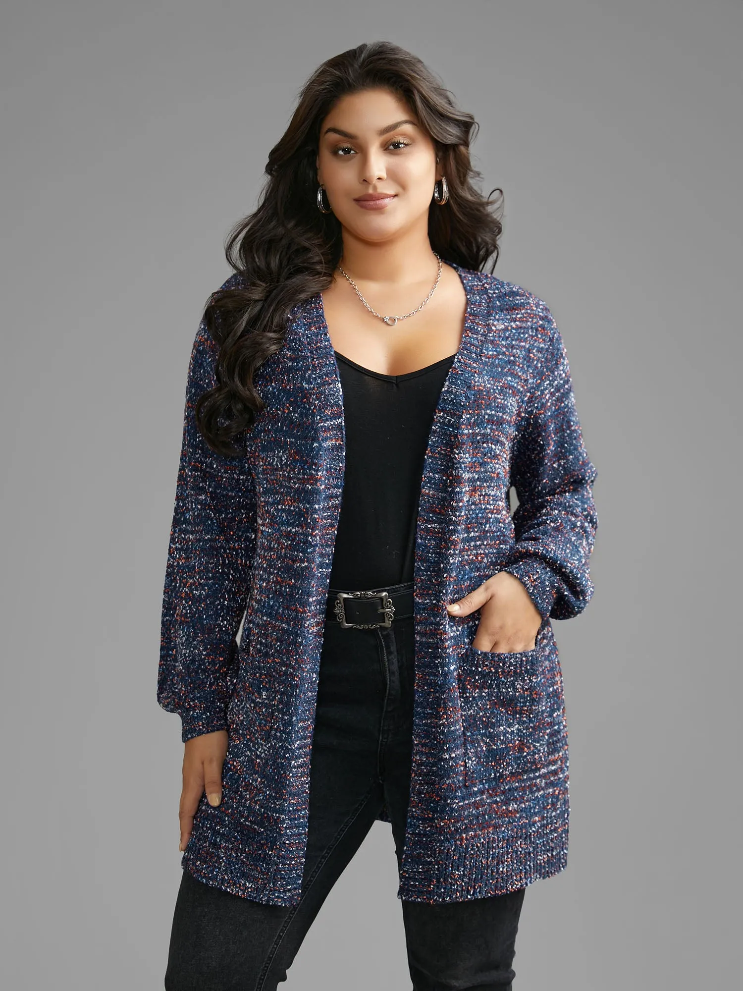 Contrast Heather Texture Patch Pocket Cardigan sold by Bloomchic product image thumbnail 4