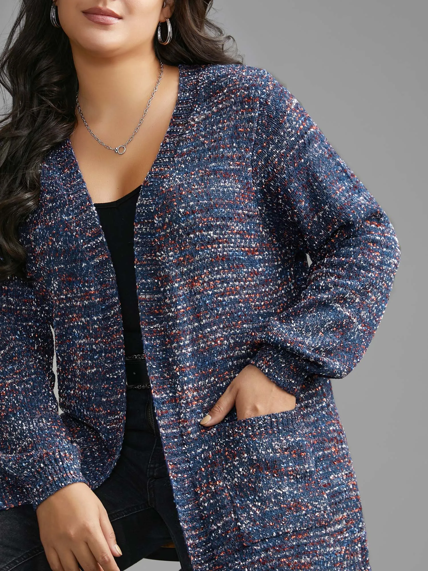 Contrast Heather Texture Patch Pocket Cardigan sold by Bloomchic product image thumbnail 5