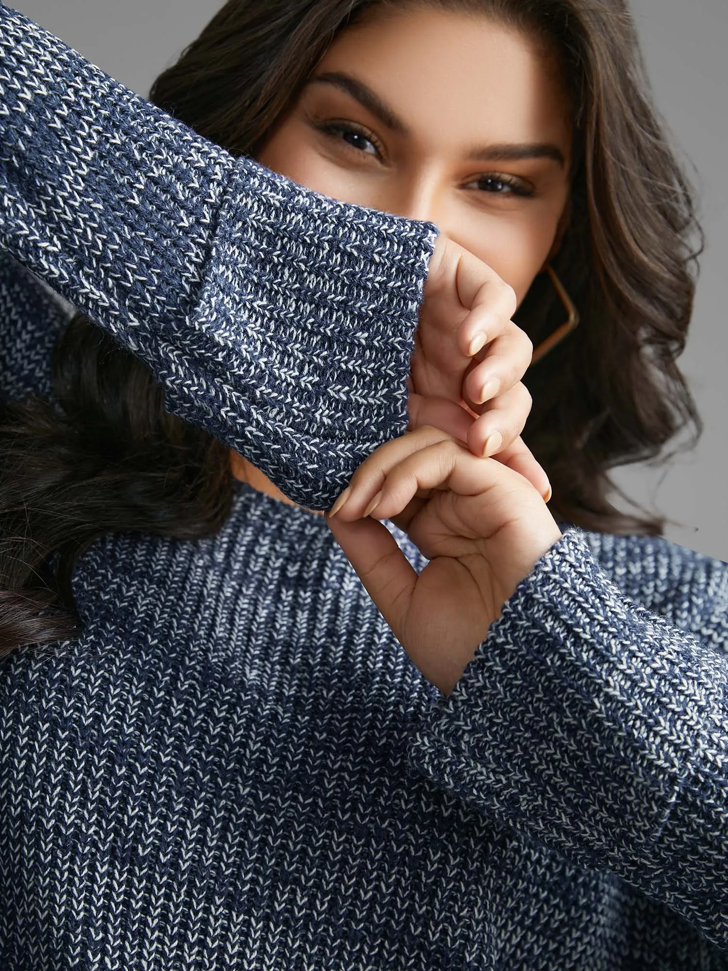 Heather Boat Neck Drop Shoulder Sleeve Pullover sold by Bloomchic product image thumbnail 5