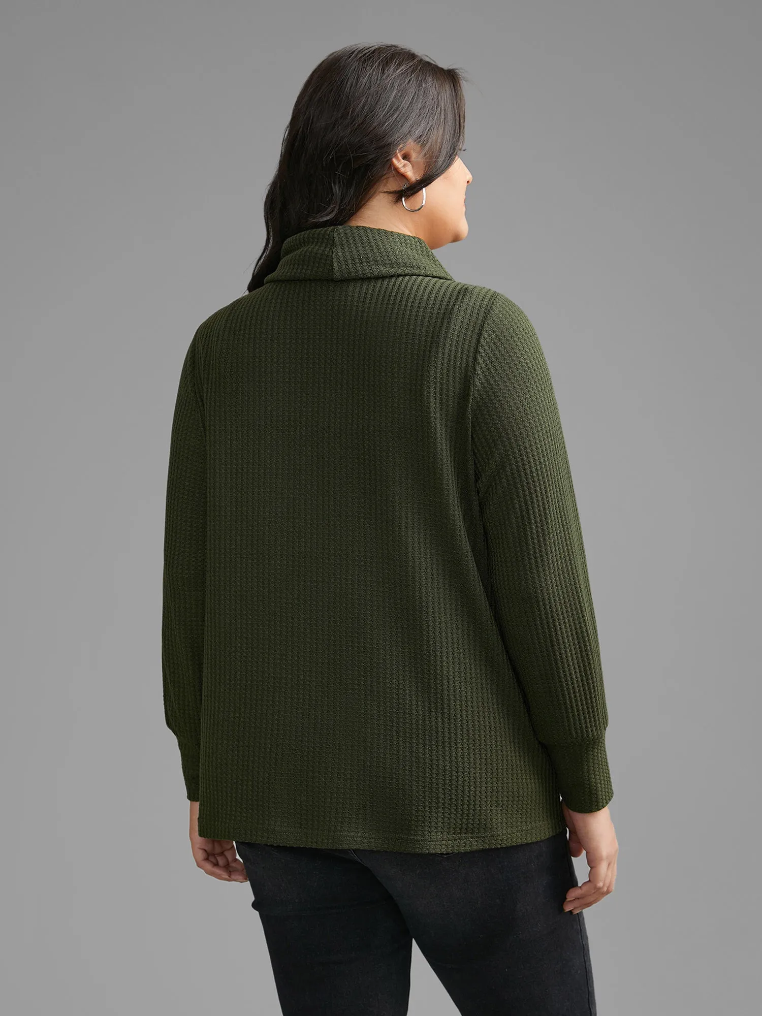 Waffle Knit Turtleneck Drawstring T-shirt sold by Bloomchic product image thumbnail 5