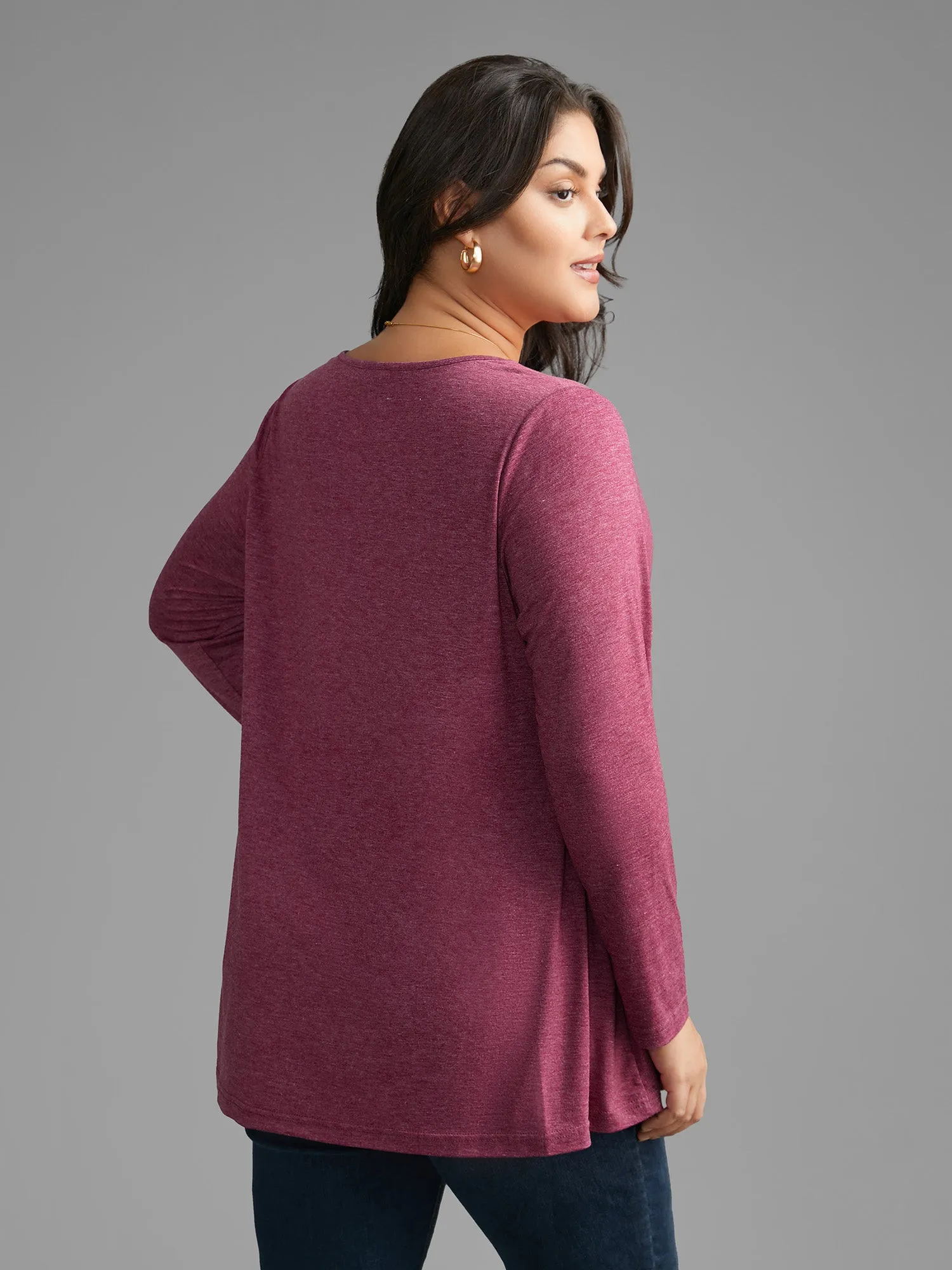 Overlap Collar Solid Gathered Jersey Top sold by Bloomchic product image thumbnail 5