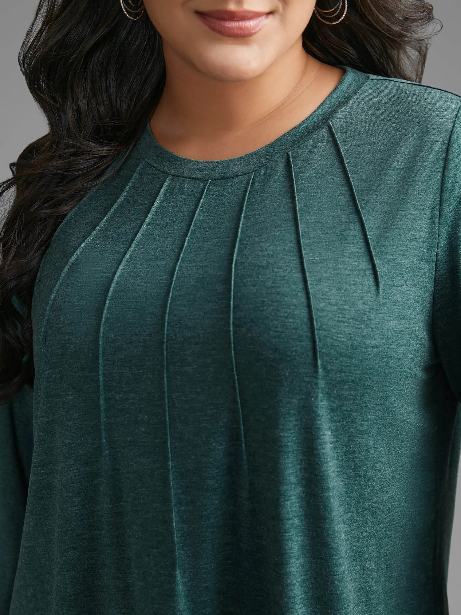 Solid Heather Round Neck Pleated T-shirt sold by Bloomchic product image thumbnail 5