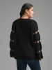 Heart Jacquard Gathered Bell Sleeve Pullover sold by Bloomchic