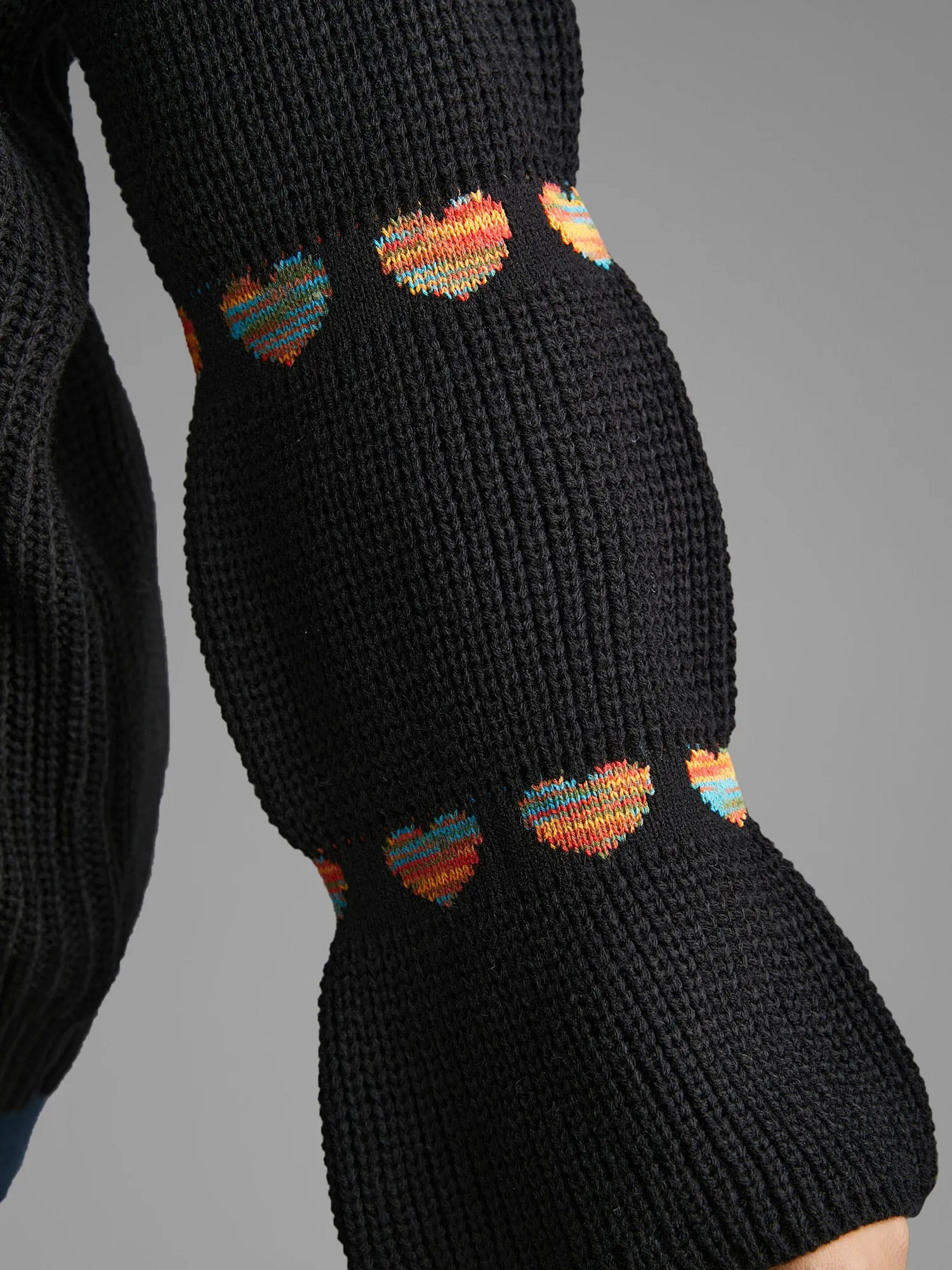 Heart Jacquard Gathered Bell Sleeve Pullover sold by Bloomchic product image thumbnail 5