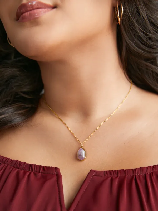 Asymmetrical Natural Stone Pendant Necklace sold by Bloomchic